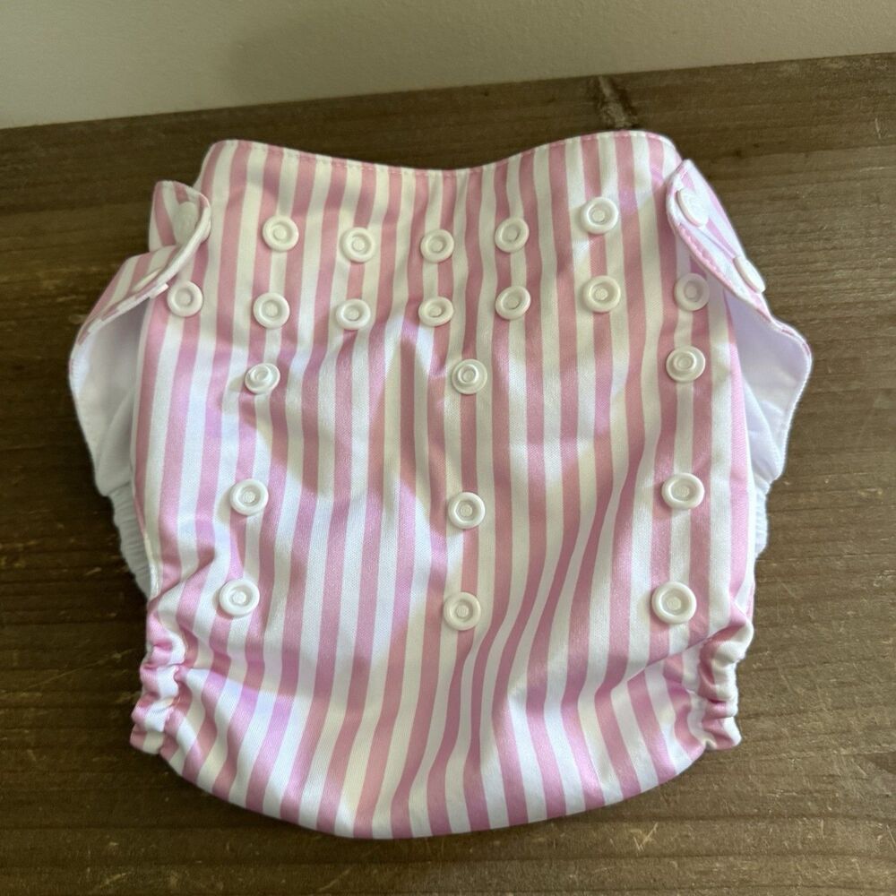Mama Koala Pink & White Stripes Girly Classic Pocket Cloth Diaper New
